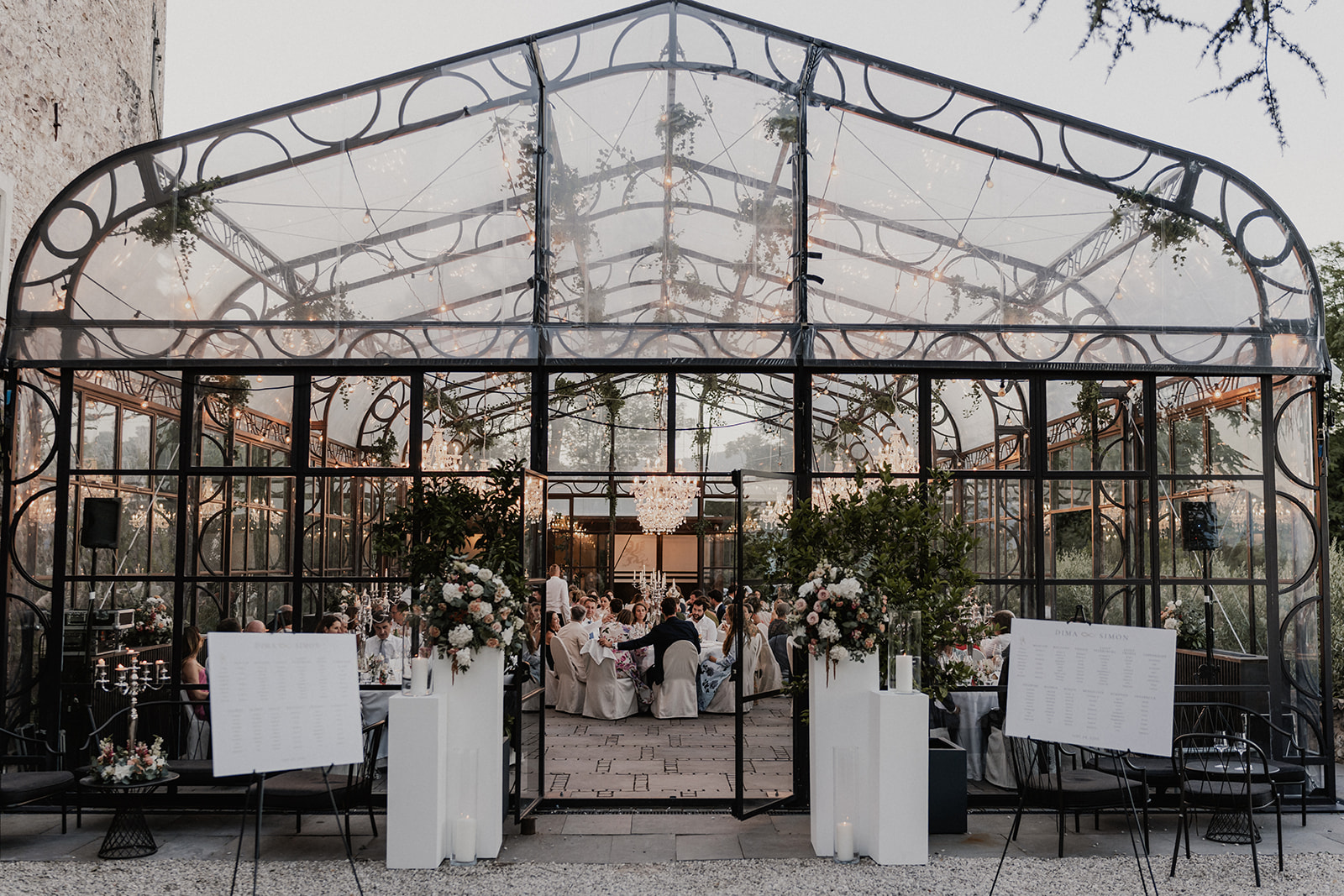 L’Orangerie allestita per il ricevimento